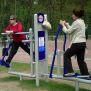 People practising at Double Air Walker with Pylon