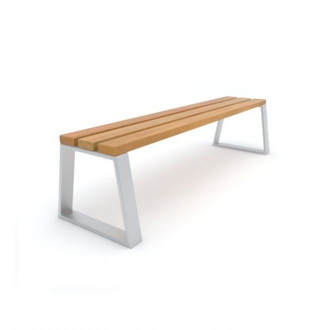 Hvitt metallbenk med treplanker – Bendik Trio 1.