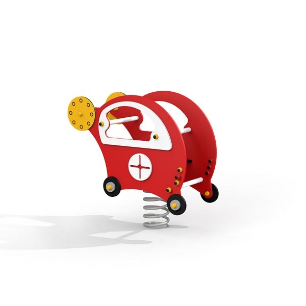 Rød lekebil Copter på fjær til lekeplassen.