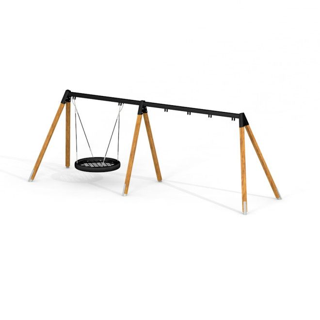 Bird Nest Swing Frame 1 + 2 huskestativ med svart redehuske og trestøtter