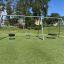 Rammestativ med fugleredehuske Metal Swing Frame Bird Nest 1 (BNS 120 cm) + 2 på lekeplass.