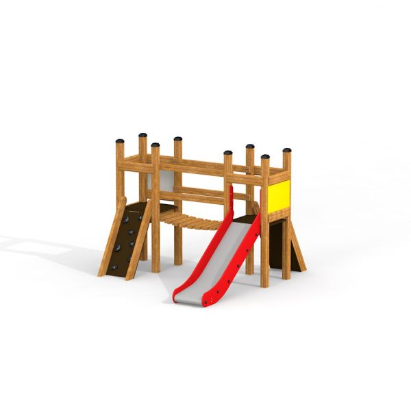 Lekestativ for barn med sklie og klatrevegg - Mellomlek.