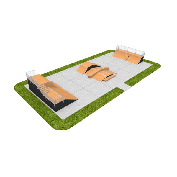 Skate Park 12 med ramper og rails.