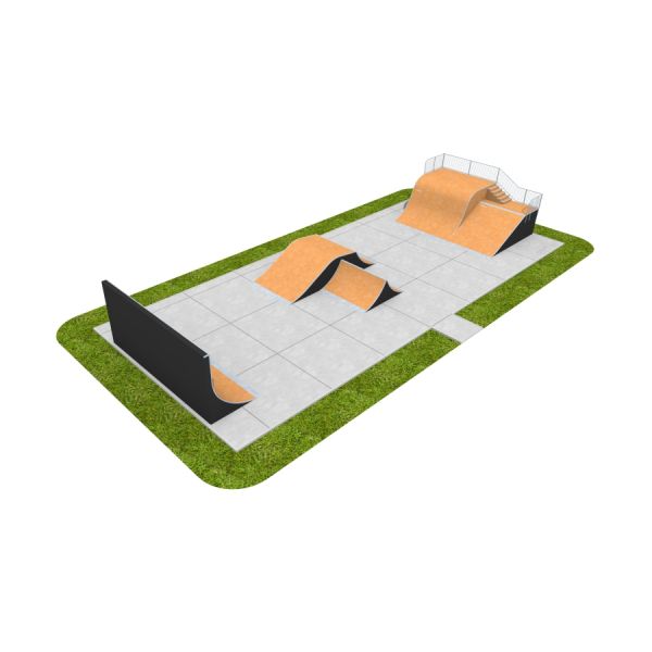 Skate Park 14 med ramper og plattform.