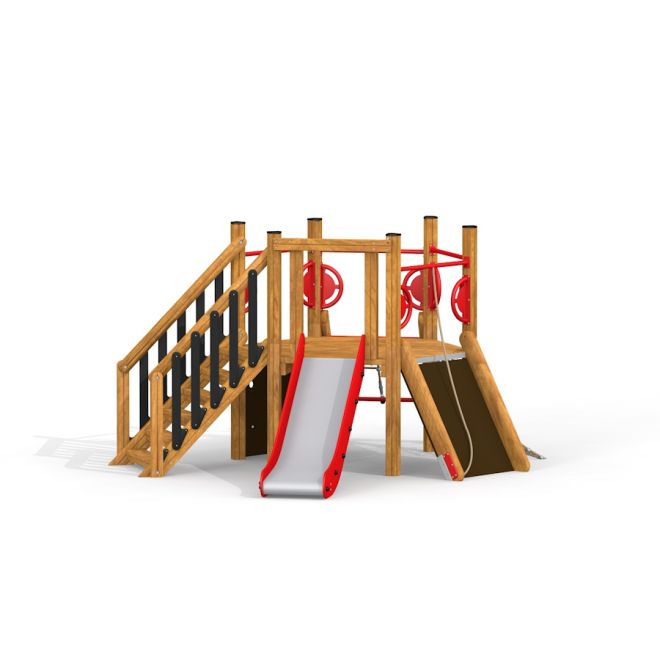 Six Angle w/ Stairs & Slide (H90) lekeapparat med trapp og rutsjebane.