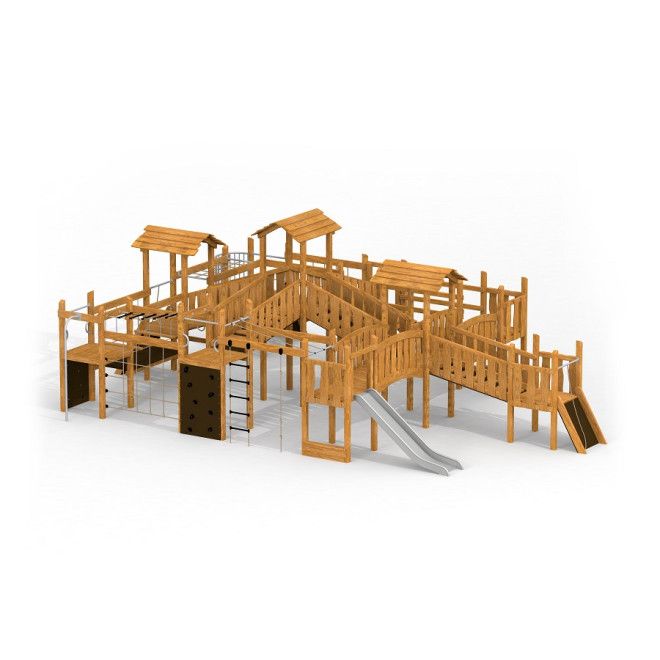 Windsor Uvala castle with slide lekeplass i tre med sklie og klatrevegger