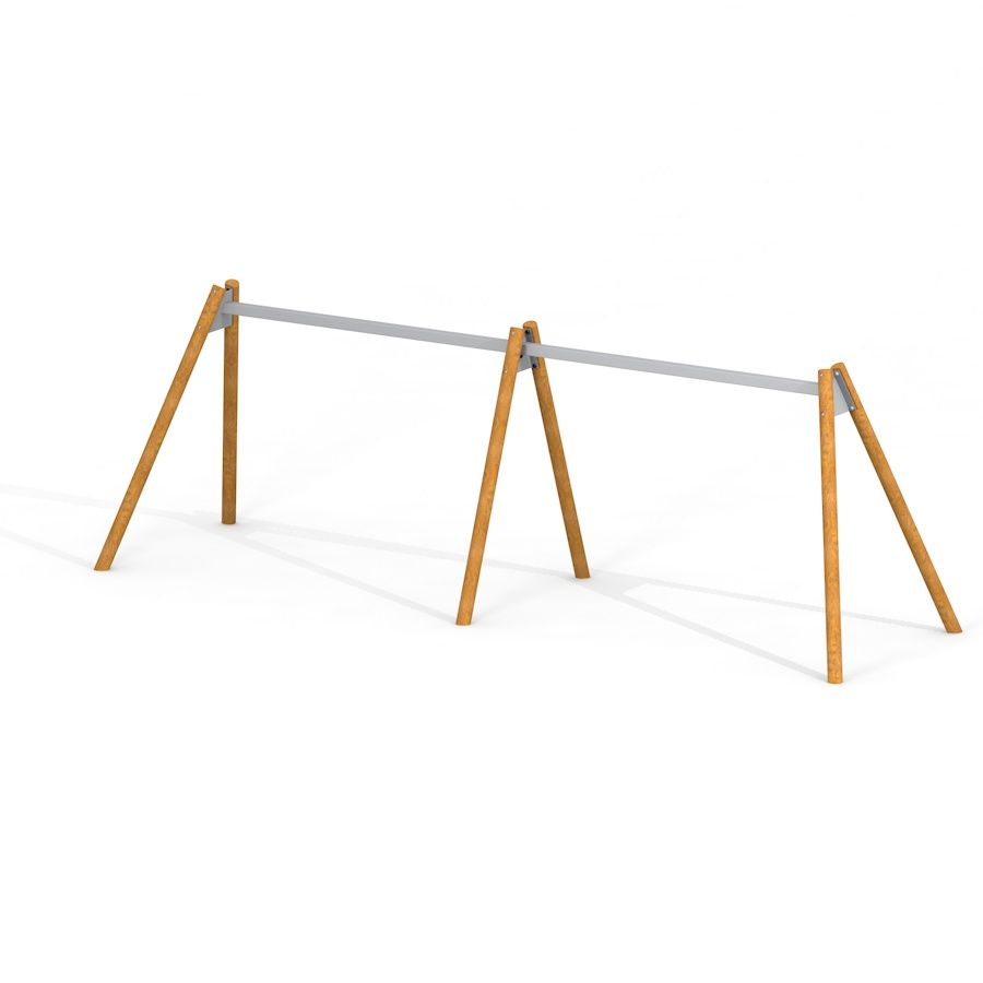 Four-seater swing frame with acacia posts