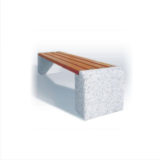 Utebenk Viken i betong og tre.