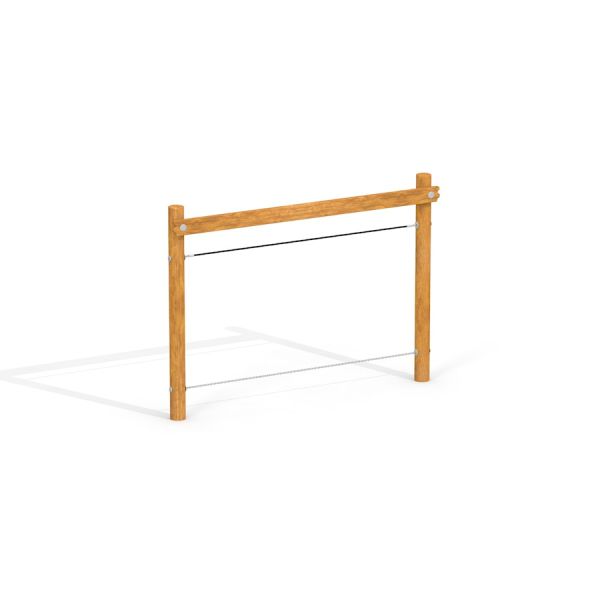 Treleke Balansetau Nature laget av tre med tau mellom stolper.