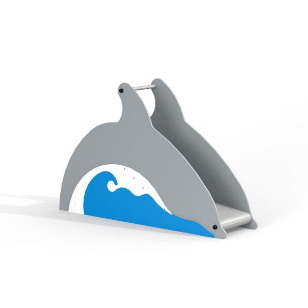 Rutsjebane Delfin, grå og blå rutsjebane i form av en delfin.