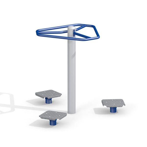 Treningsapparat Hoftevri/Twister for utendørs bruk med tre plattformer.